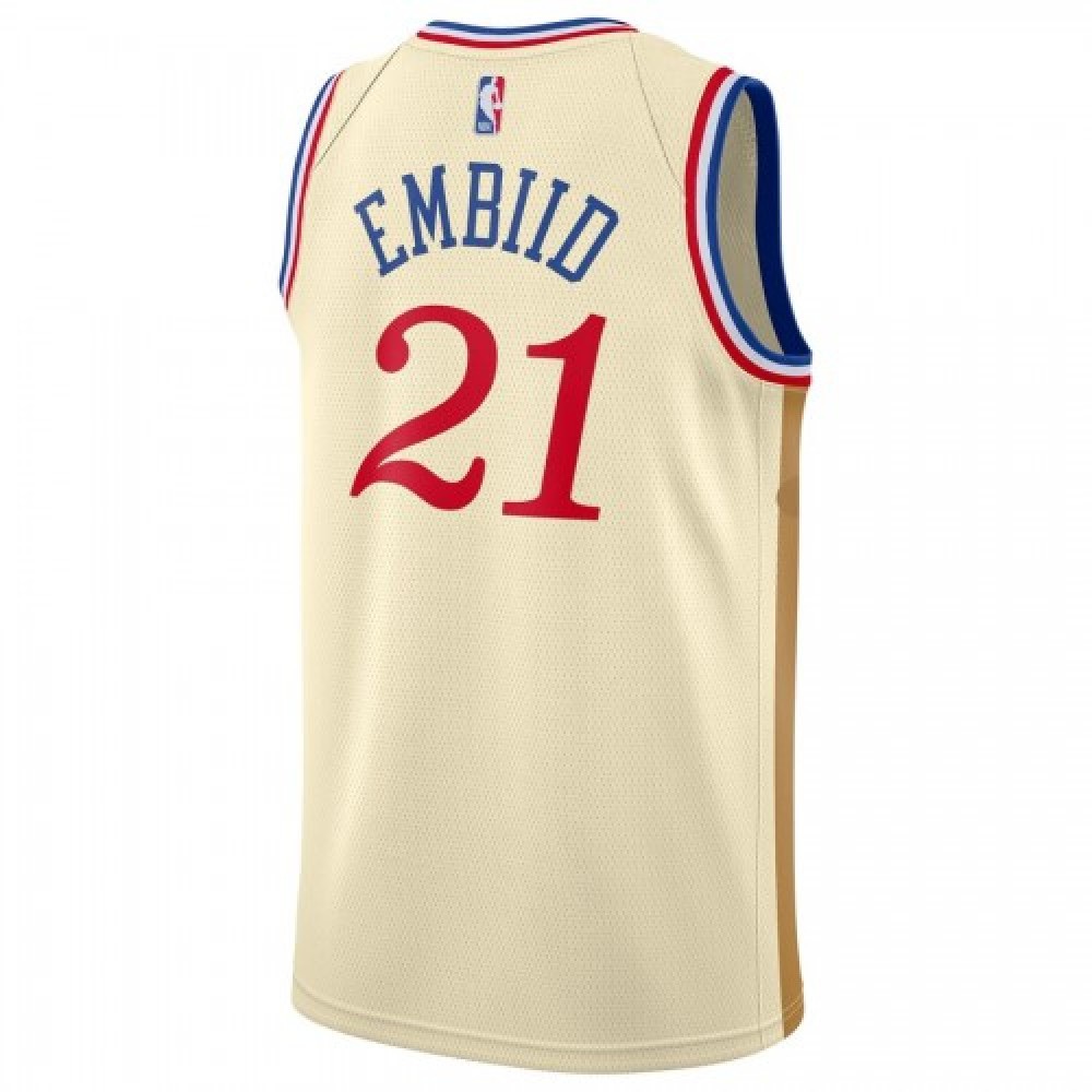 Men's Philadelphia 76ers Joel Embiid #21 Cream 2019/20 Finished Swingman Jersey - City Edition-Pro Kit Vault | Brand New 26/27 Sports Jerseys